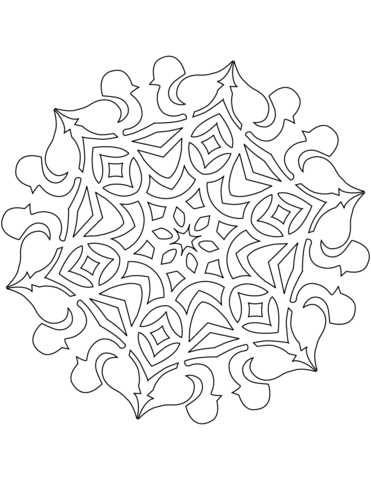 Snowflake With Bullfinch Bird Coloring Page